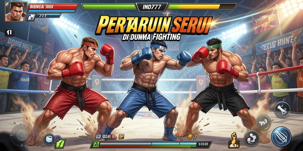 Tampilan gameplay mendebarkan dalam pertarungan dengan karakter unik.