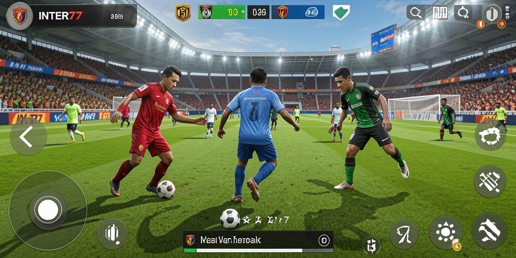 Tampilan gameplay <strong>INTER77</strong> yang menampilkan aksi sepak bola mendebarkan.