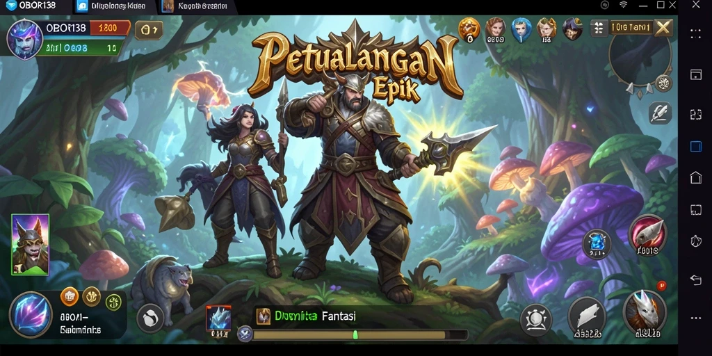 Tampilan gameplay petualangan yang dramatis dan penuh aksi.