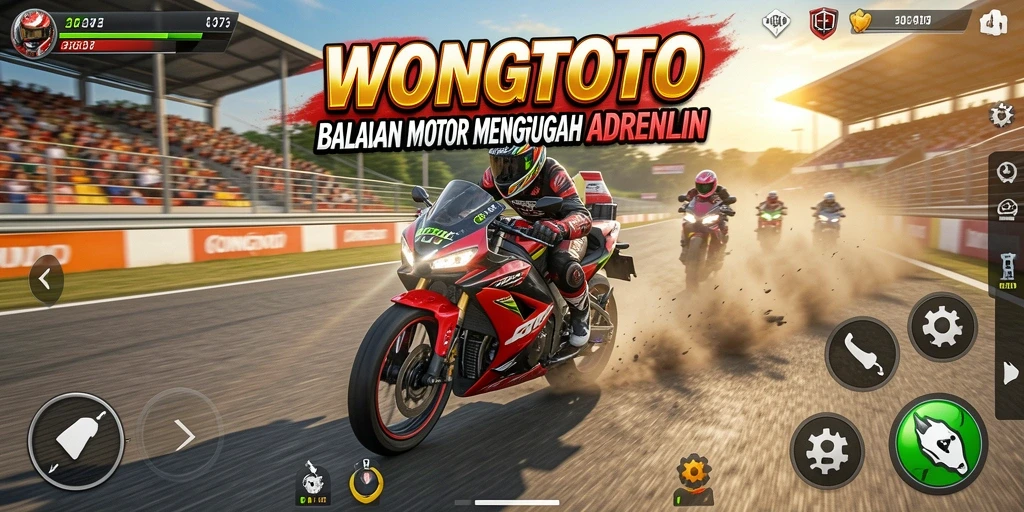 Screenshot gameplay WONGTOTO yang menampilkan balapan motor yang seru.